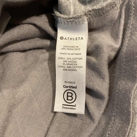 Athleta Central Stripe Faux Wrap Body Con Pullover Mini Dress Gray Size Medium - Picture 6 of 6